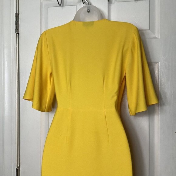 Top Shop Ruffle True Wrap A-Line Yellow Dress Size 2 Short Sleeve - Picture 8 of 16